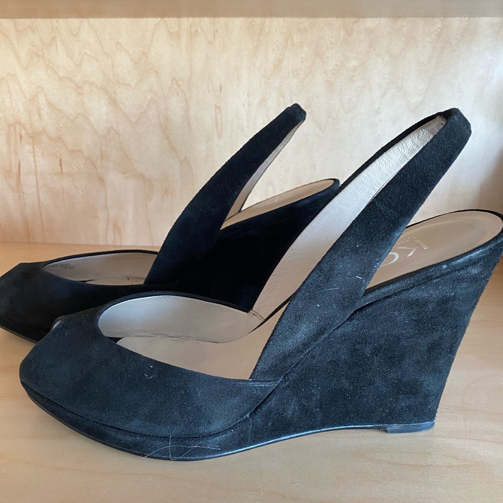 Michael Kors black suede wedge 8.5
